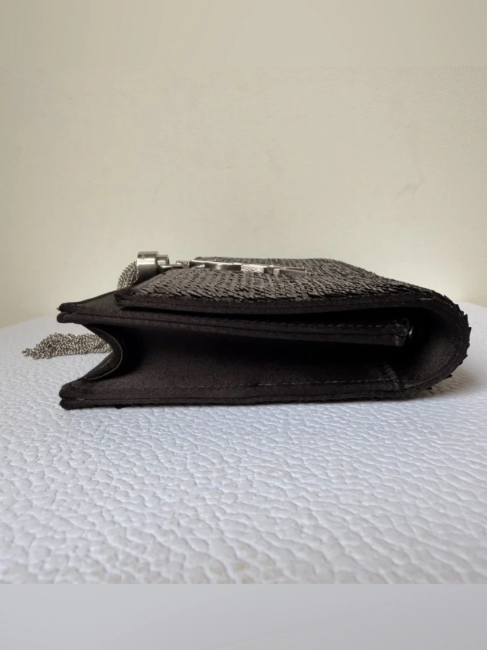 Saint Laurent Kate Tassel Chain Wallet Sequins Black Silver HW - Picture 11 of 14